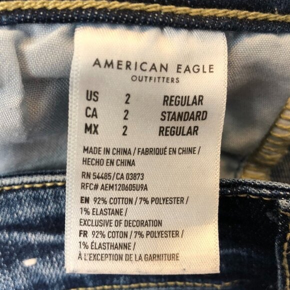 American Eagle Womens Jeans Size 2 Super Hi-Rise Jegging Distressed Blue Denim - Picture 9 of 14
